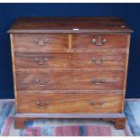 George III mahogany chest of drawers with two short and three long drawers, on bracket feet, 93cm