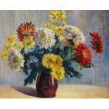 British School Still life of chrysanthemums in a vase