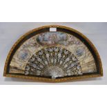 In the Manner of Jules Donzel of Paris: 19th century French cabinet fan with hand-painted panels