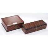 Tartanware jewellery box and a Clan McPherson Tartanware glove box, both with blue silk-lined