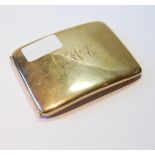 9ct gold cigarette case of curved shape, initialled, 1919, 130g.