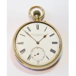 Keyless lever 18ct gold open face watch by John Russell, Liverpool, 1898, no. 96396, jewelled to the