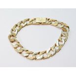 9ct gold bracelet of textured curb pattern, 31g.