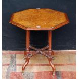 19th century inlaid walnut occasional table, the octagonal top decorated with ebony and satinwood