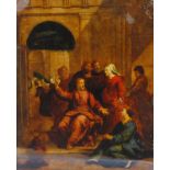 Antique print on glass depicting Jesus with his Followers (possibly from an Old Master painting),