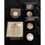 Collection of world silver bullion to include two .925 grade 1991 Rugby World Cup coins each a