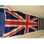 United Kingdom Union Jack ensign flag of canvas construction. 126x268cm