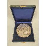 France. Large Art Deco silvered bronze medal minted by the Monnaie de Paris and designed by Eugene