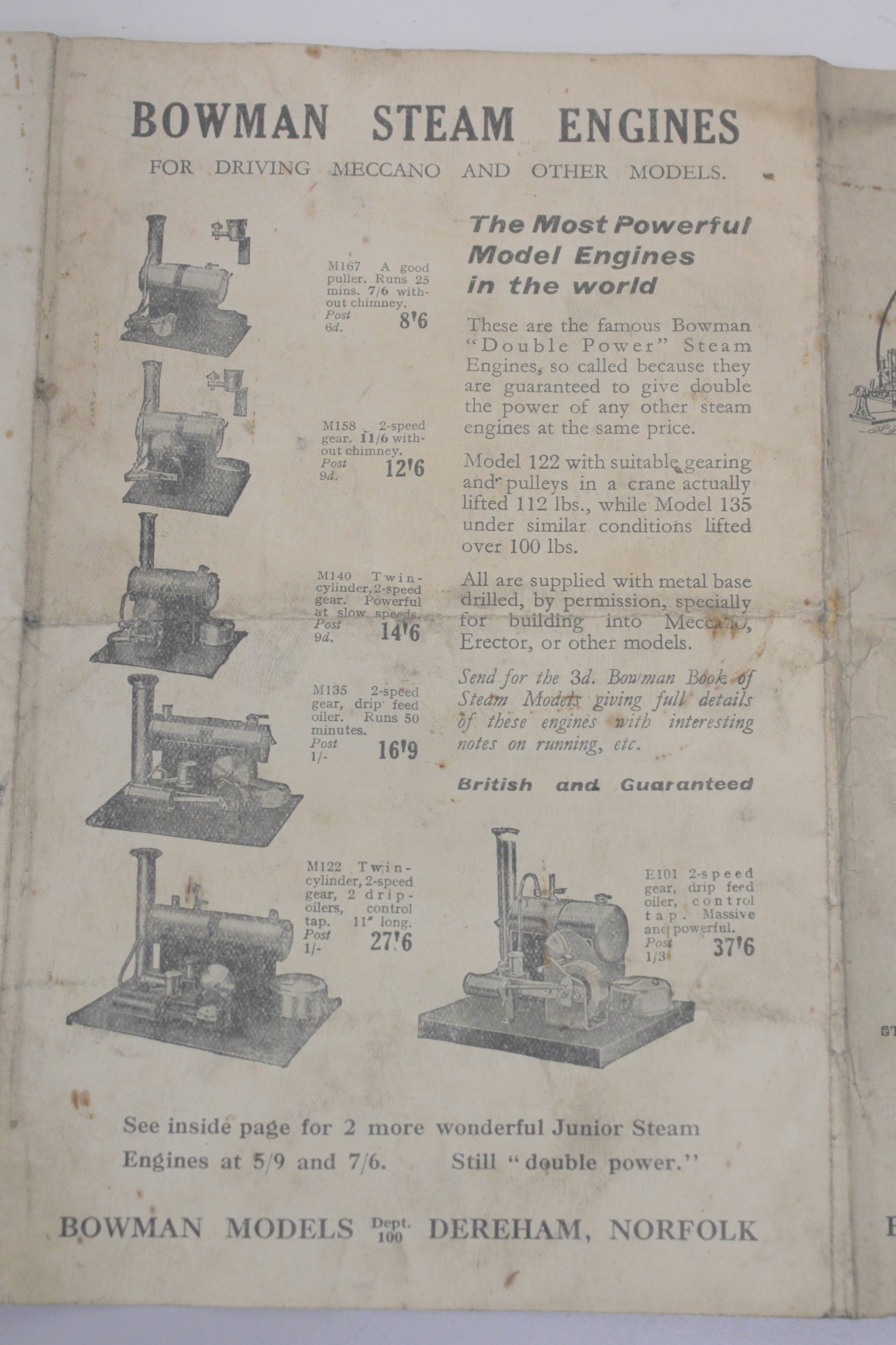 Vintage 1920s/30s Bowman model steam engine to include a japanned steel and brass boiler, - Image 6 of 6