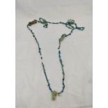 Ancient Egyptian. Glass and steatite bead necklace measuring 50cm in length with amulets to