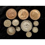 Collection of British & World silver coins to include an 1819 George III half crown (
