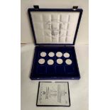 USA. Eight uncirculated 1980s/90s .999 grade walking Liberty Silver Eagle 1 troy oz coins with