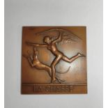 France. 1930s Bronze La Chasse medal by Pierre-Alexandre Morlon (1878-1951). OBV nude female