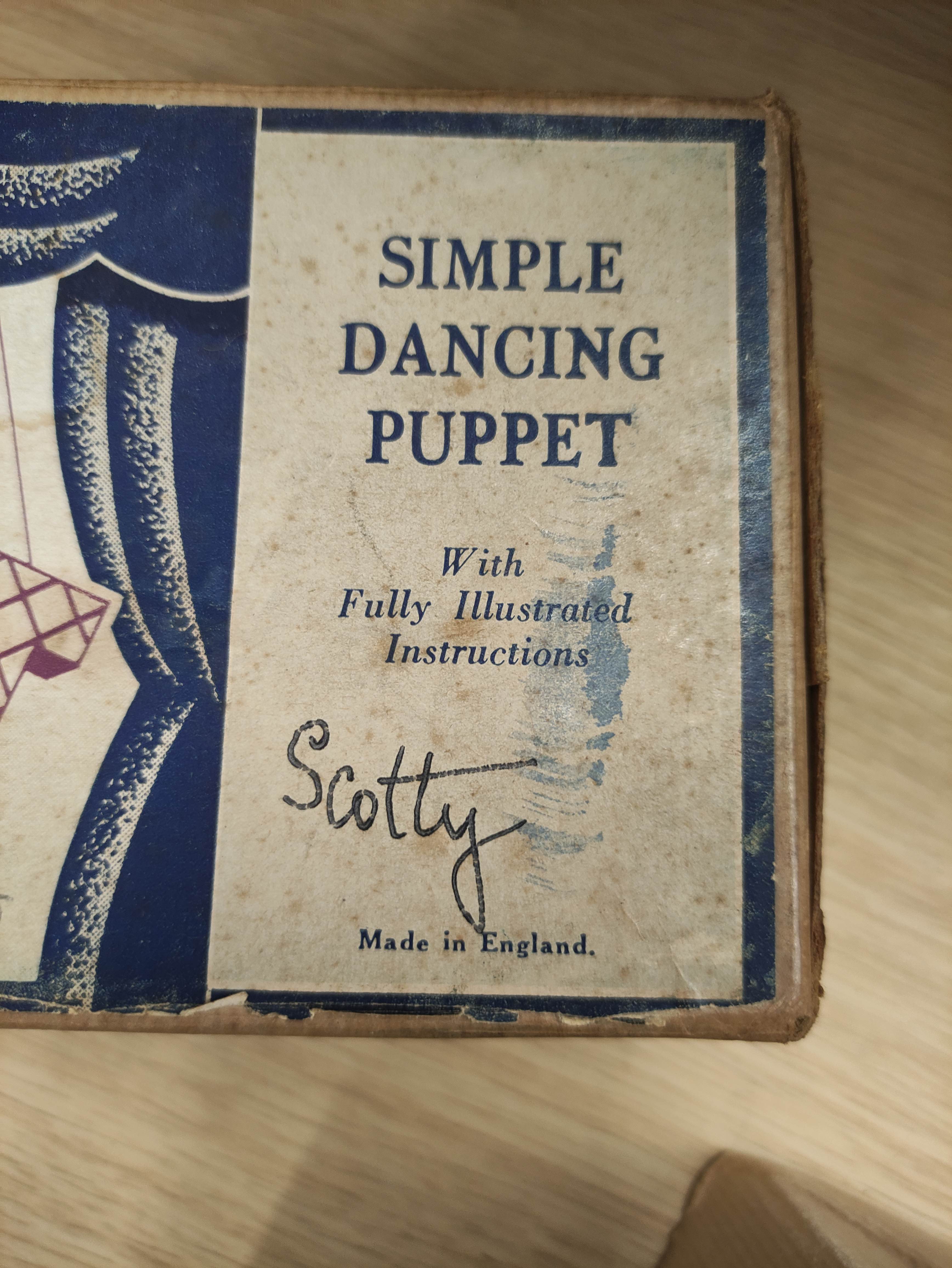 Scarce Pelham Puppet Harlequin type SM marionette with box, instructions and fan club letter. - Image 8 of 15