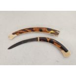 Japanese curved knife with tortoiseshell & ivory handle in a similar defective scabbard. Similar