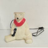 Vintage 1990s Coca Cola polar bear, 240v table lamp of plastic construction.