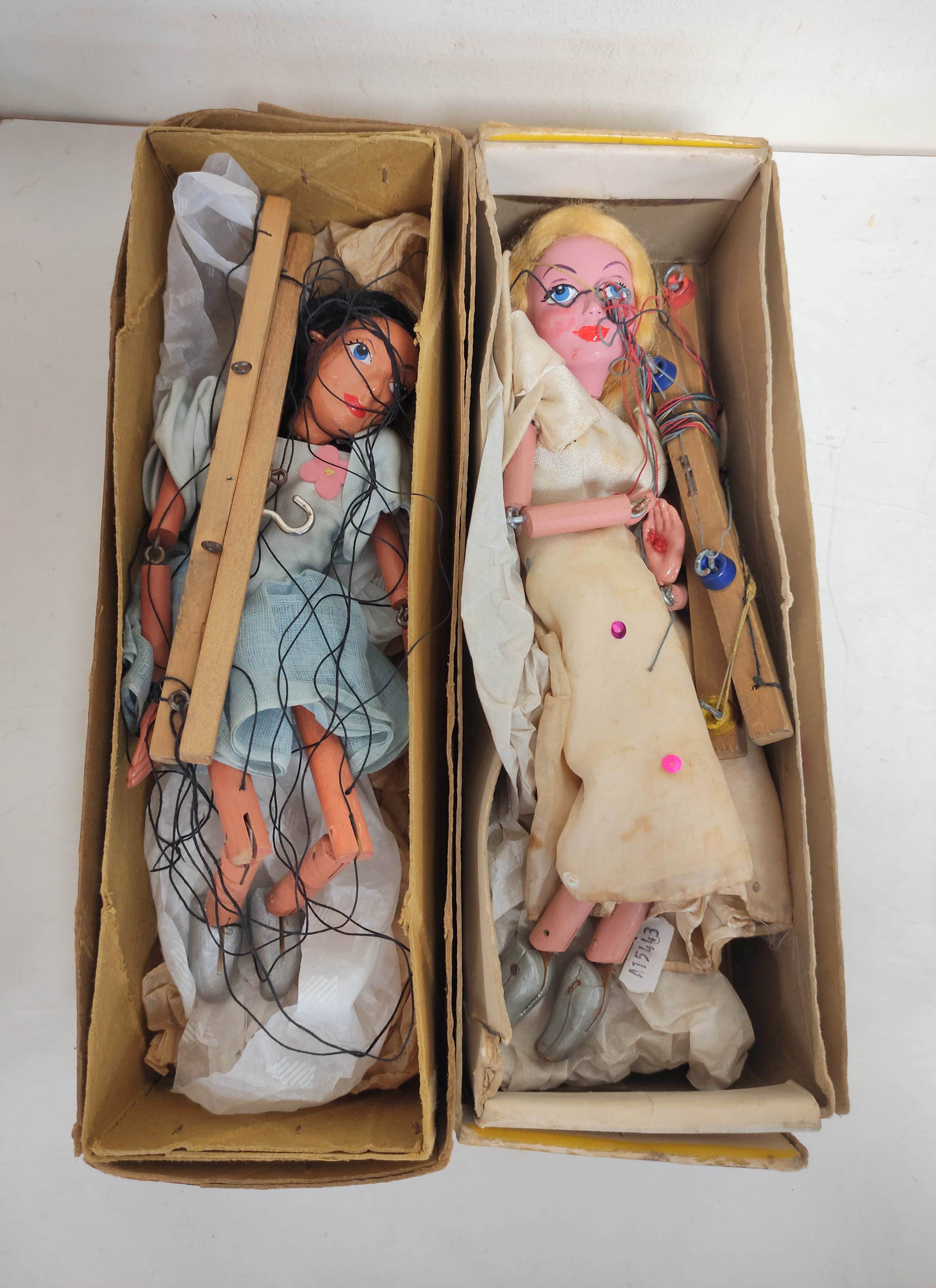 Four vintage Pelham Puppets marionettes to include a late 1960s Bimbo the Clown, Ballet Dancer - Image 4 of 15