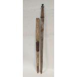 Antique Asian two handed sword possibly Burmese in origin with fullered blade and wrapped bronze