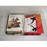 Box containing a large quantity of world postage stamps. To include mint stamp sets, loose album