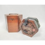 Antique button box hexagonal concertina by Lachenal & Co London of rosewood construction. Complete
