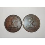 Great Britain. Two 1897 Lord Nelson's Flagship Foudroyant bronze medals. OBV Nelson's bust uniformed