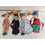 Four unboxed vintage Pelham Puppets marionettes to include King & Queen, Witch etc. (4)