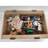 Box containing a large quantity of 1950s/60s Pelham Puppets to include Horse etc. Most heavily