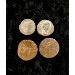 Ancient Roman silver Denarii with female rulers one possibly of Didia Clara. Also two copper