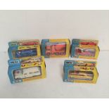 Five vintage 1960s boxed Matchbox Kingsize model vehicles to include a Lamborghini Miura K-24,