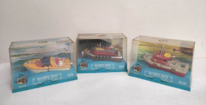 Three boxed 1960s battery operated Boaterific model boats by Ideal Toy Corp.  To include "Atlas"