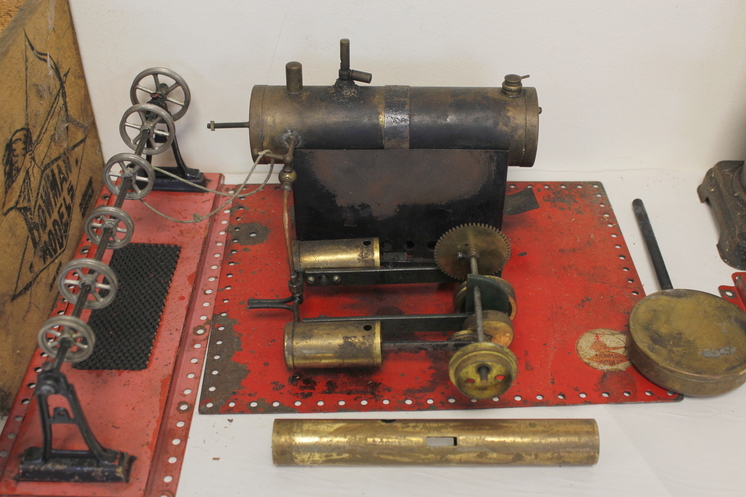 Vintage 1920s/30s Bowman model steam engine to include a japanned steel and brass boiler, - Image 2 of 6