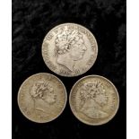 Great Britain. George III silver coins to include an 1819 crown LIX variant 683,000 F, an 1816