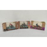 Three boxed vintage 1960s 1:32 scale Britains Ltd motorcyclist figures to include a Honda-Benly