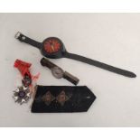 Lot comprising of a WW1 era Belgian Order of the Crown medal, a Japanese wrist compass, Victorian