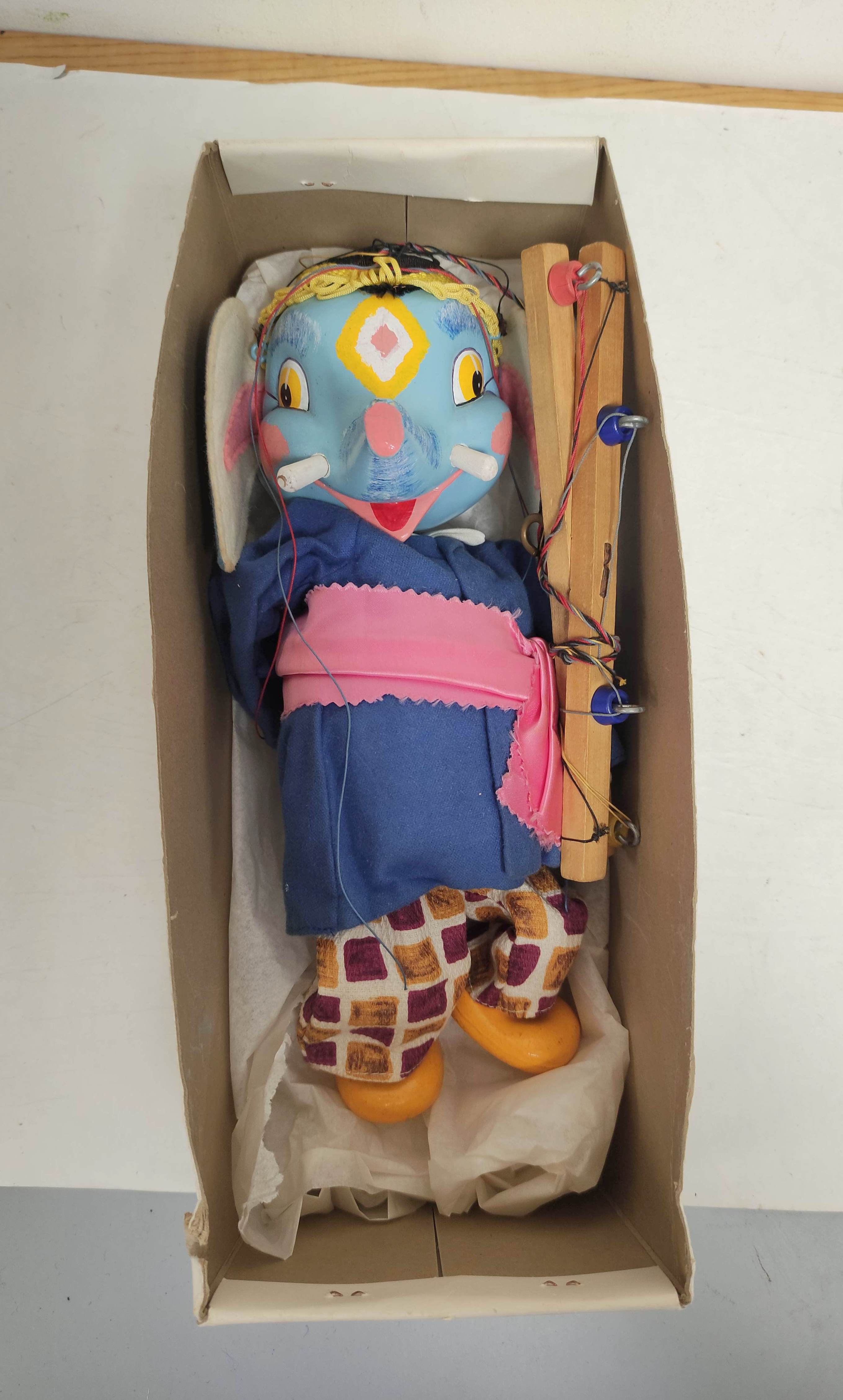 Suitcase containing a quantity of vintage Pelham Puppet animal marionettes to include Elephant - Image 3 of 11