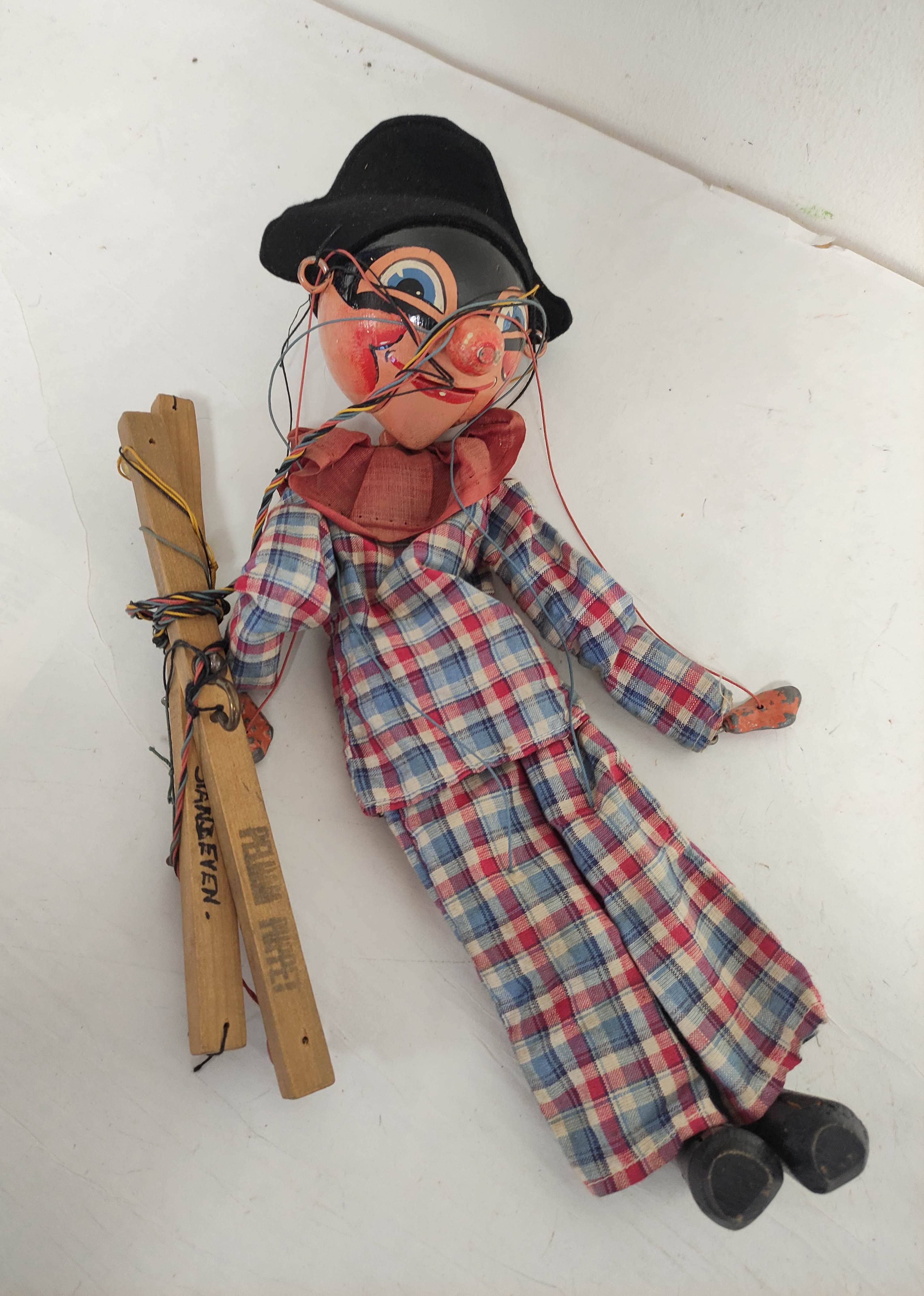 Scarce Pelham Puppet Harlequin type SM marionette with box, instructions and fan club letter. - Image 4 of 15