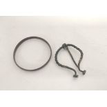 Romano British. Twisted bronze penannular brooch and a plain bronze bangle. (2)