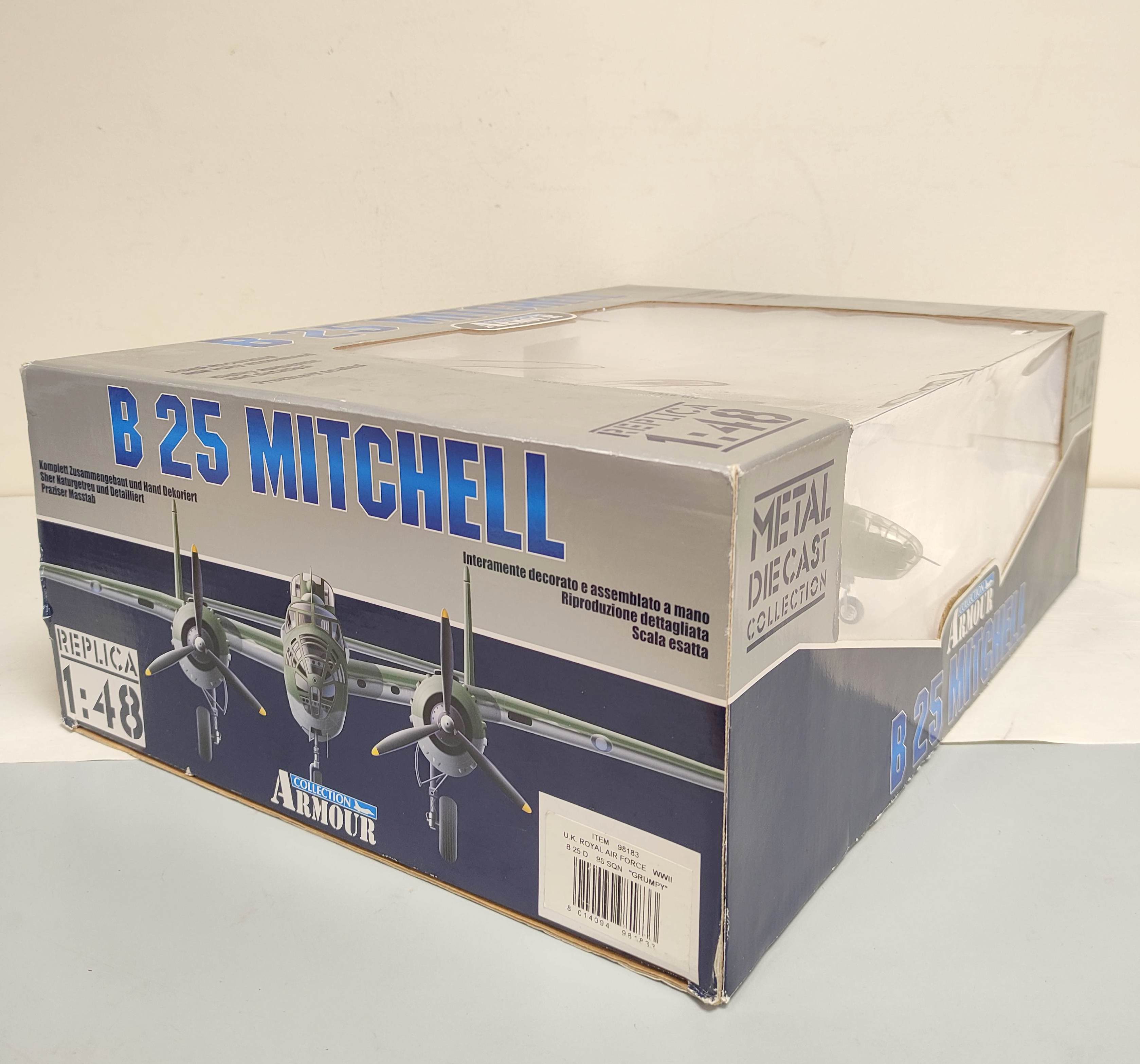 1:48 scale Franklin Mint Armour Collection boxed diecast B25 Mitchell airplane (98183). Ex shop - Image 3 of 7