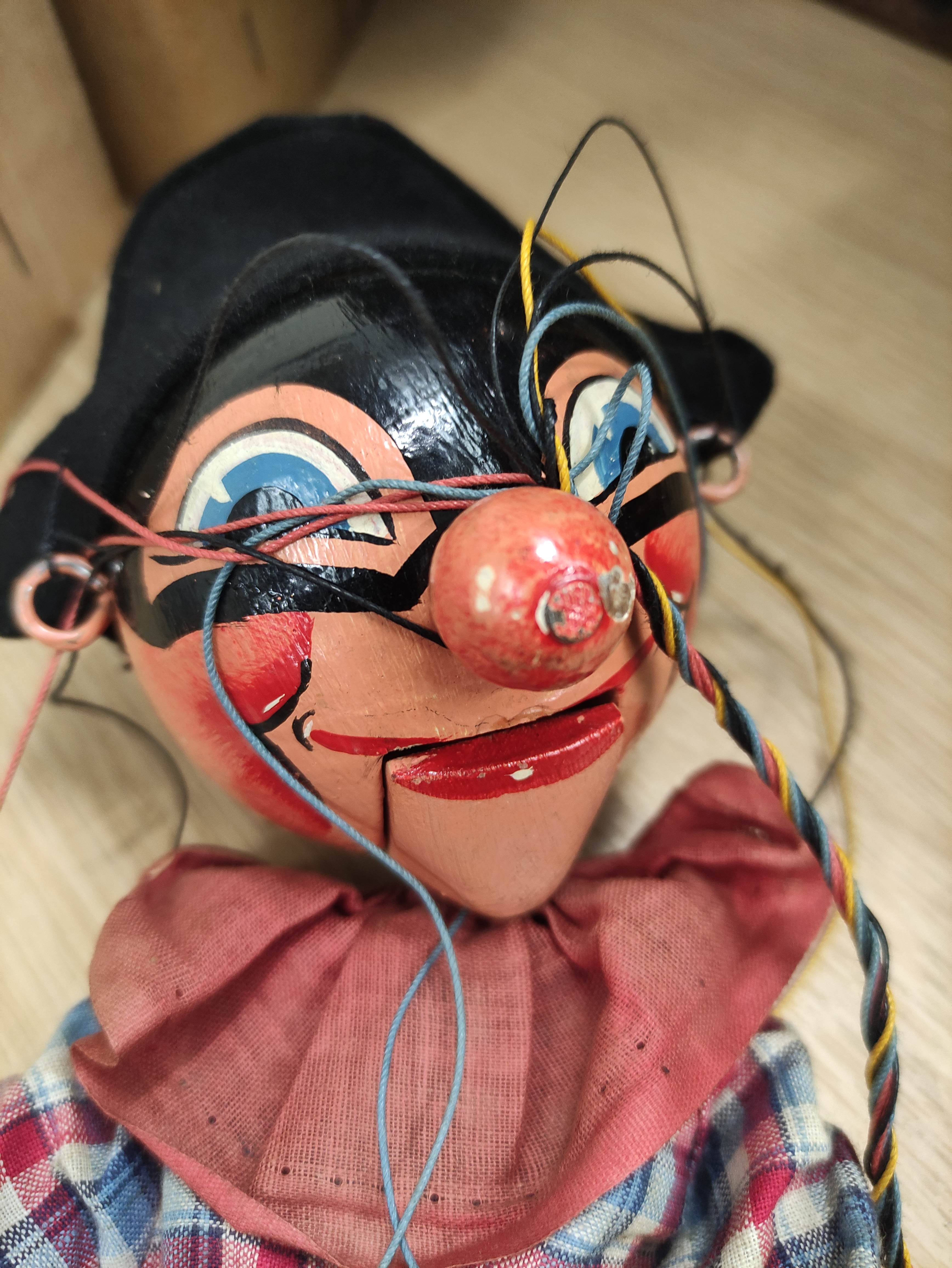 Scarce Pelham Puppet Harlequin type SM marionette with box, instructions and fan club letter. - Image 12 of 15