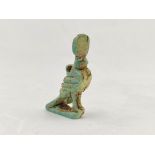 Ancient Egyptian. Turquoise faience figure of the god Horus. 3.5cm high.