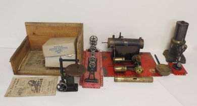 Vintage 1920s/30s Bowman model steam engine to include a japanned steel and brass boiler,