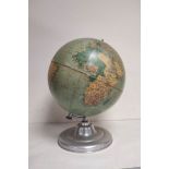 Vintage mid 20th century "Cartes Taride" Philips Challenge 13.5" world globe raised on a polished