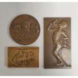 France / Austria. Three bronze art medals. to include a figural medal depicting a boy wearing