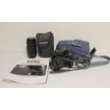 Canon 1000F SLR camera with Canon 75-300mm ultrasonic telephoto lens, carry bag and leaflet.