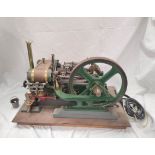 Early 20th century model twin cylinder double acting horizontal stationary steam engine with