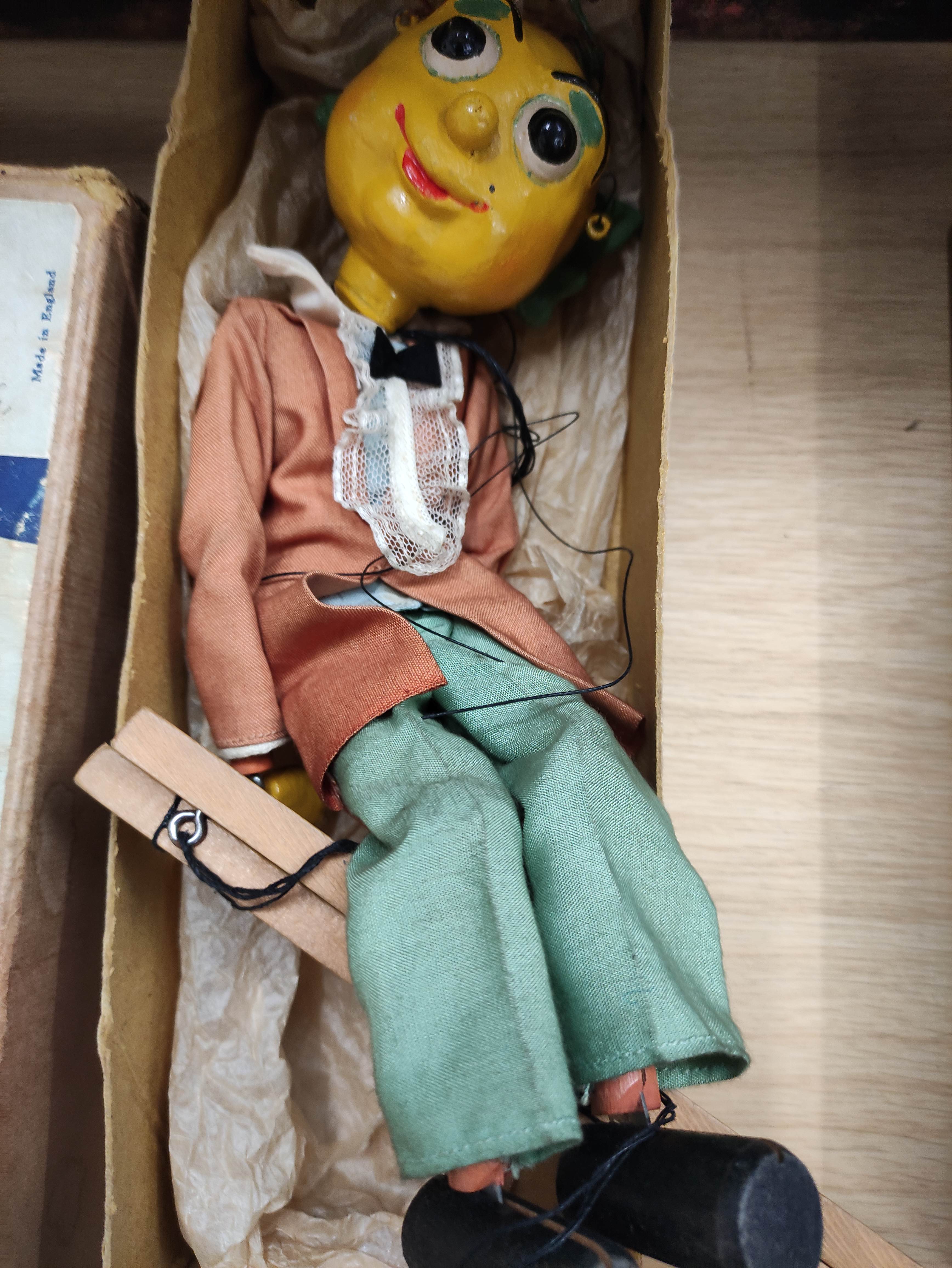 Three vintage boxed Pelham Puppets marionettes to include Mr Turnip, Witch etc. (3) - Image 8 of 8