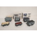 Six Slater's 0 gauge model railway rolling stock carriages. To include a M.R 10T Covered Wagon 7024,