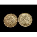 Great Britain. 1817 George III 1/2 crown first type & another of the second type. Mintage 8,093,000.