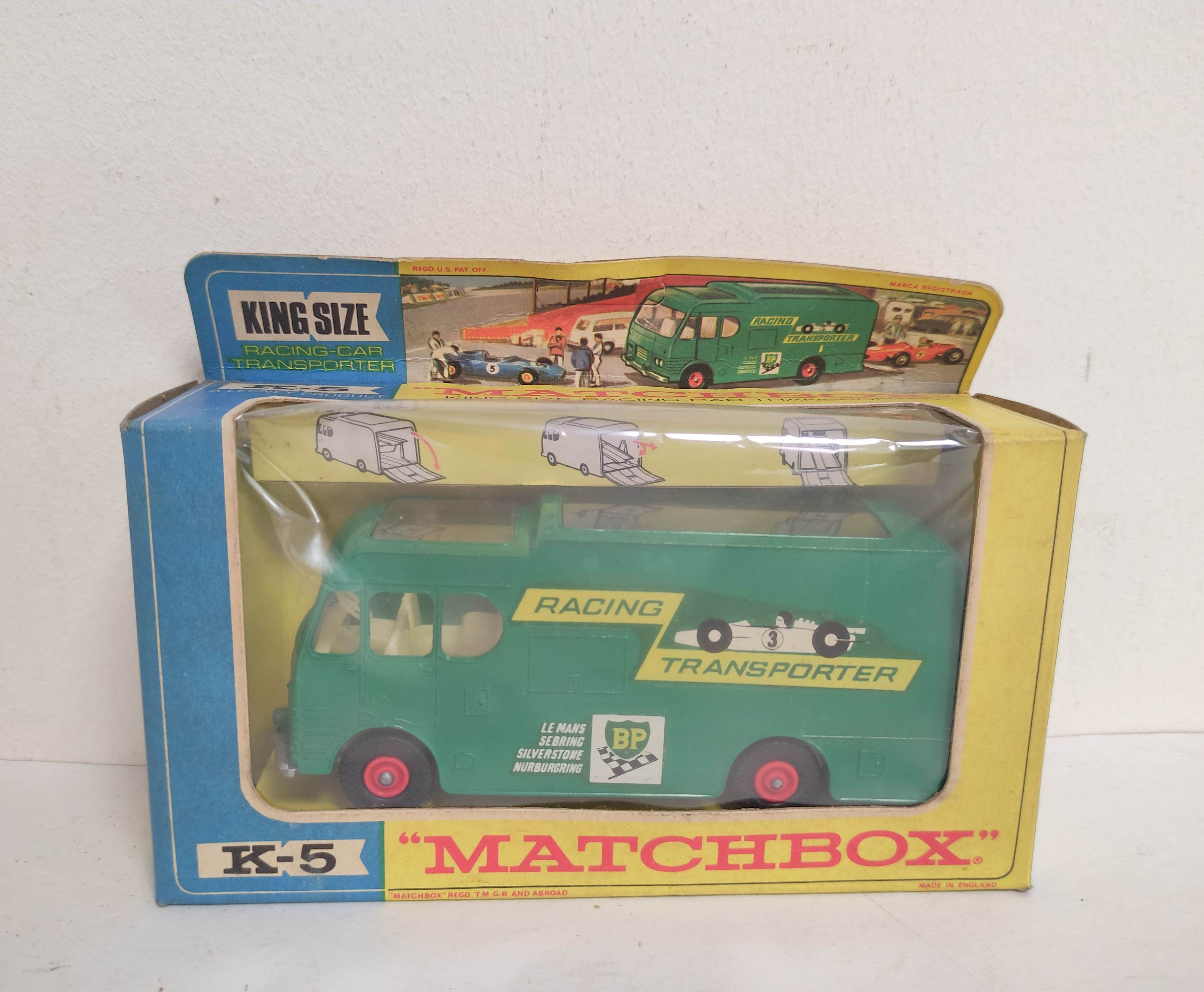 Three vintage boxed Matchbox Kingsize model vehicles to include a Scammell Mobile Crane K-12, Racing - Image 6 of 6