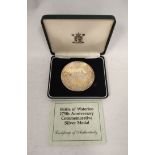 Great Britain. 1990 Sterling Silver Royal Mint 175th Anniversary of Waterloo medal in presentation